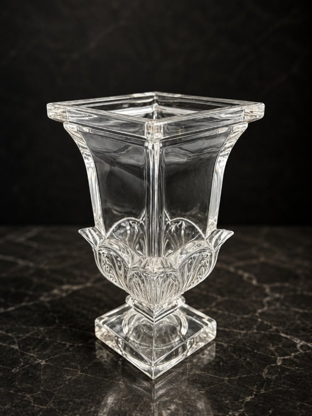 Vintage Shannon Crystal Ireland Art Deco Style Vase Clear Pedestal Vase 7"